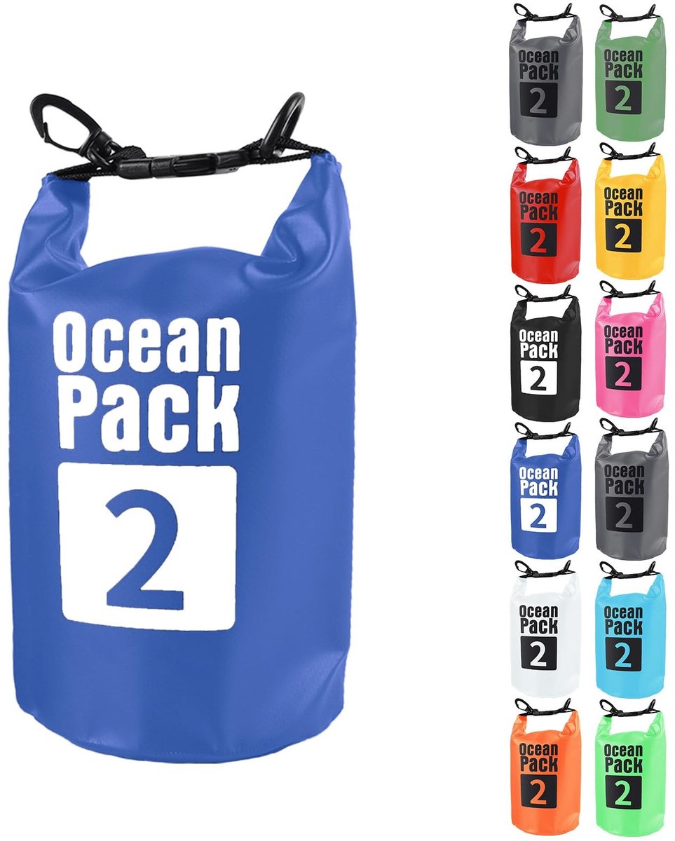 Dailygoods - Droogzak, waterdichte tas, zwemzakken 2L/5L/10L/15L/20L/25L/30L Droogzak voor Paddle Boarding, Natte tassen voor reizen, Outdoor Camping, Blauw, 2L, Waterdicht