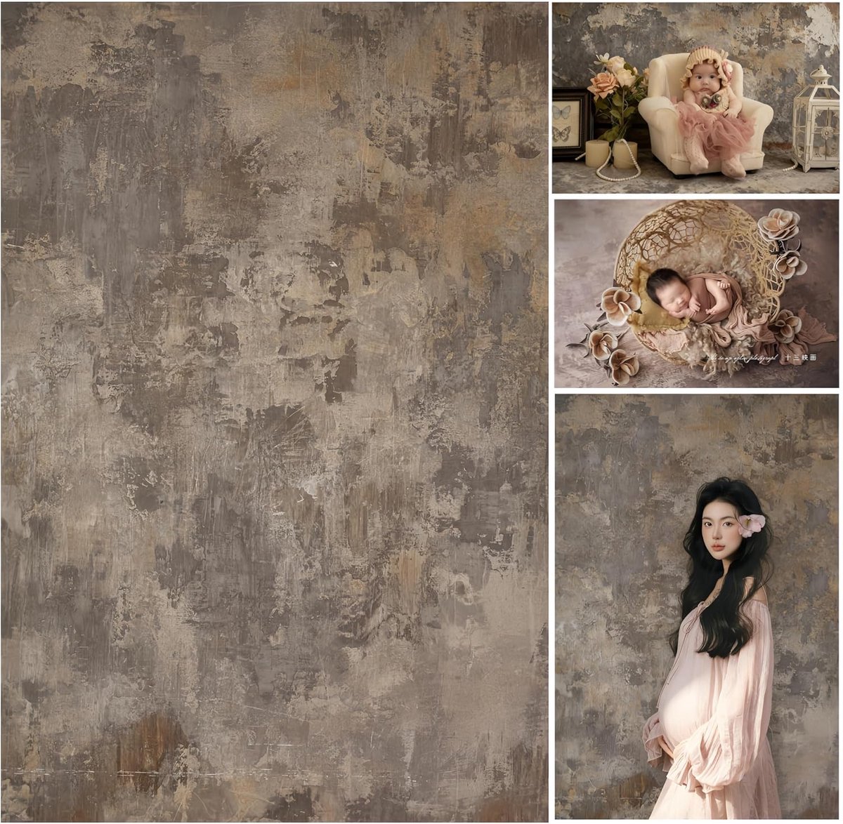 SnelShoppen - Vintage Shabby Concrete Photo Studio Achtergrond 1.5x2.2m voor Baby Newborn Fotoshoot - Retro Fotografie Achtergrond Kids - Hoogwaardige