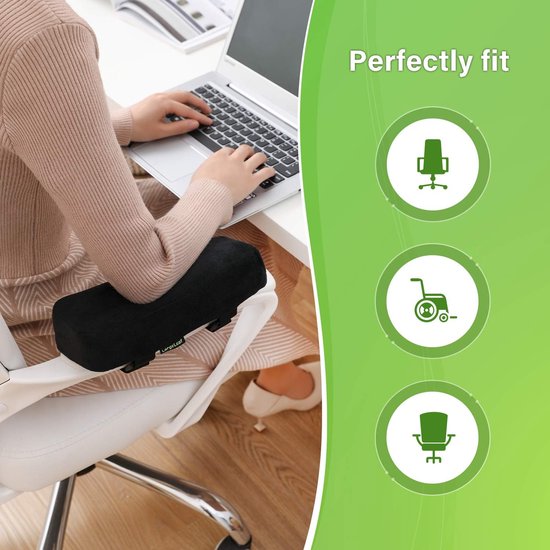 Thijox - LargeLeaf Extra Dikke Stoel Armsteun Kussens - Elleboog Kussen Drukverlichting Bureaustoel Gaming Stoel Armleuning met Memory Foam Pads - 2-d van thijox — afbeelding 4