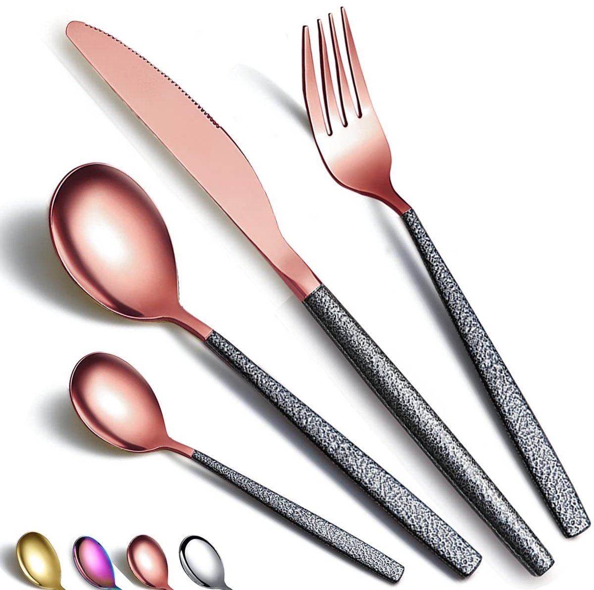 Dailygoods- Bestekset 24-delig Roségouden - Roestvrij Staal - Messen/Vorken/Lepels - Geschikt voor 6 Persoons - Hoogwaardige Kwaliteit - Perfect Cadeau - Bestek