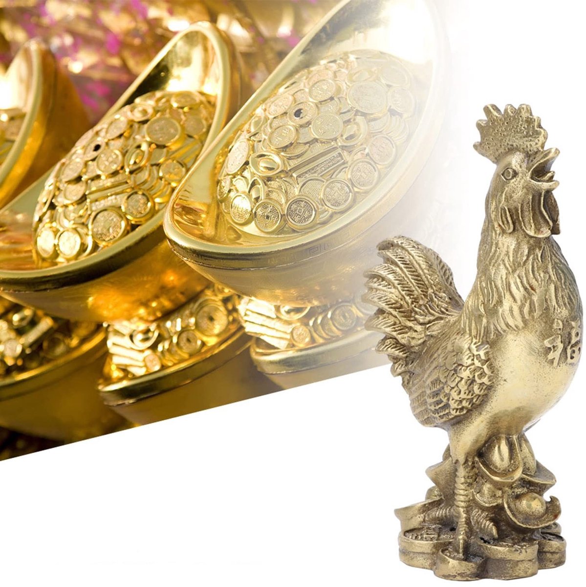 Dailygoods- Haan Ornament Handgemaakt - Messing Decoratie - Geluk/Symbool Rijkdom - Duurzaam/Makkelijk te Reinigen - Fijne Textuur - Levendig Beeld