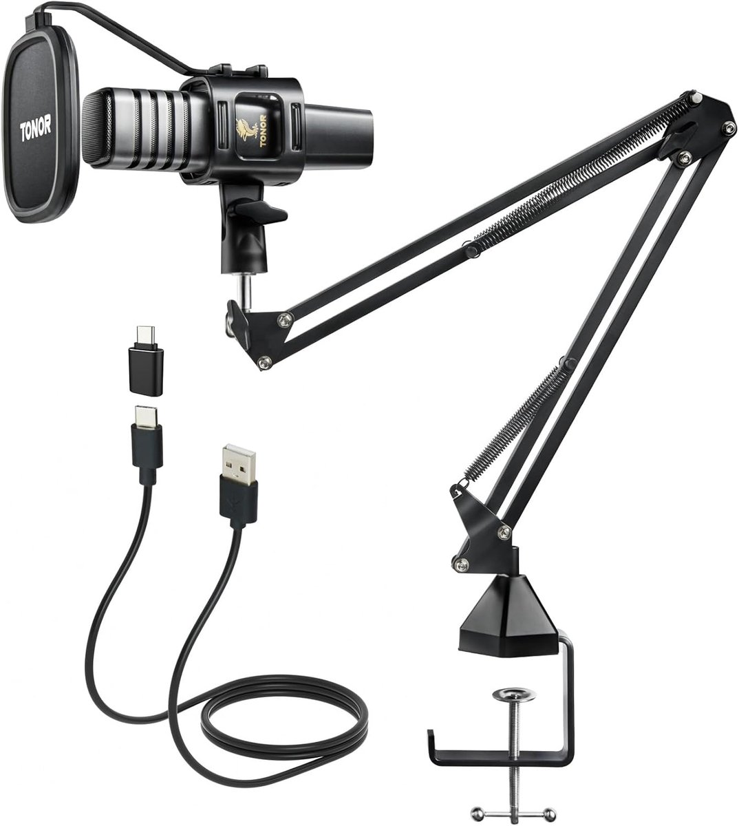 Thijox - Professionele USB Gaming Microfoon TC30+ met Microfoon Arm 200 cm - Ideaal voor Streaming, Podcast, YouTube, Zang en Voice-Over op Desktop en