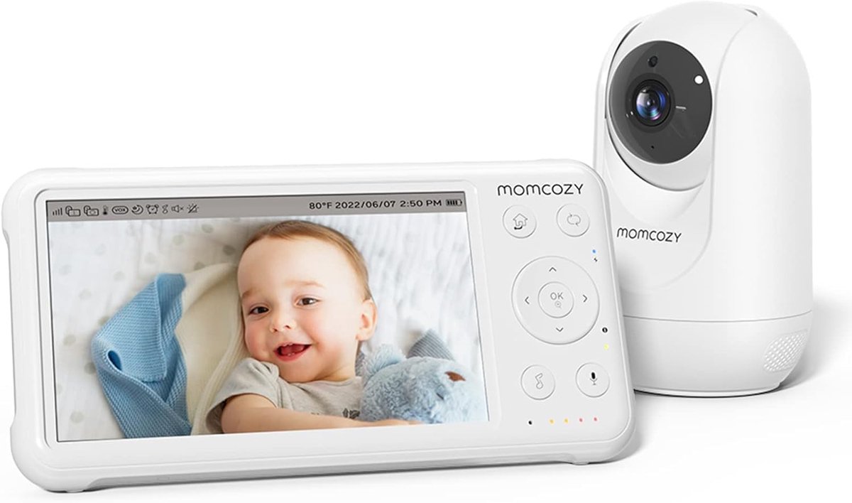 Thijox - Babyfoon met Camera 5 inch 1080P HD-video, Draadloze Baby Monitor zonder WiFi, 5000 mAh Accu, IR Nachtzicht, Groothoeklens, 2-weg Audio, Vox-