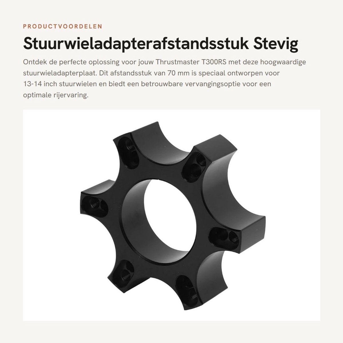 Dailygoods - Stuurwieladapterafstandsstuk - Stevig aluminium - Geschikt voor Thrustmaster T300RS - 70 mm afstand - 13-14 inch stuurwiel - Duurzaam en...