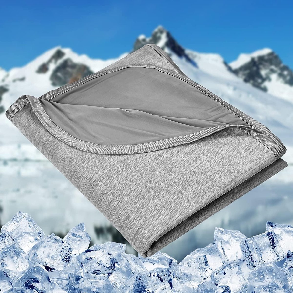 Koel Dekbed voor Warme Slapers, Lichte Zomerdeken met Japanse Q-Max Koelfibers, 2-in-1 Dubbelzijdige Deken, Ideaal voor Sofa en Reizen, Grijs, 150 x 200 cm