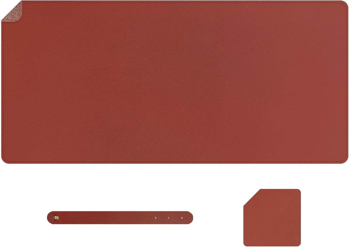 Home Music Studio Bureau - Leren Muismat en Toetsenbordmat met Coaster, Perfect voor Kantoor, Creatief Werk en Opnames (Mineral Red)