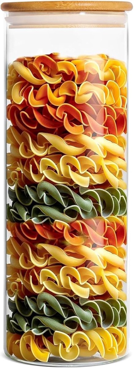 Glazen Opbergpot met Deksel van Hoog Borosilicaat voor Voedselopslag - Airtight Container voor Pasta, Meel, Koffie, Koekjes en Specerijen (2100ml, 1 stuk)