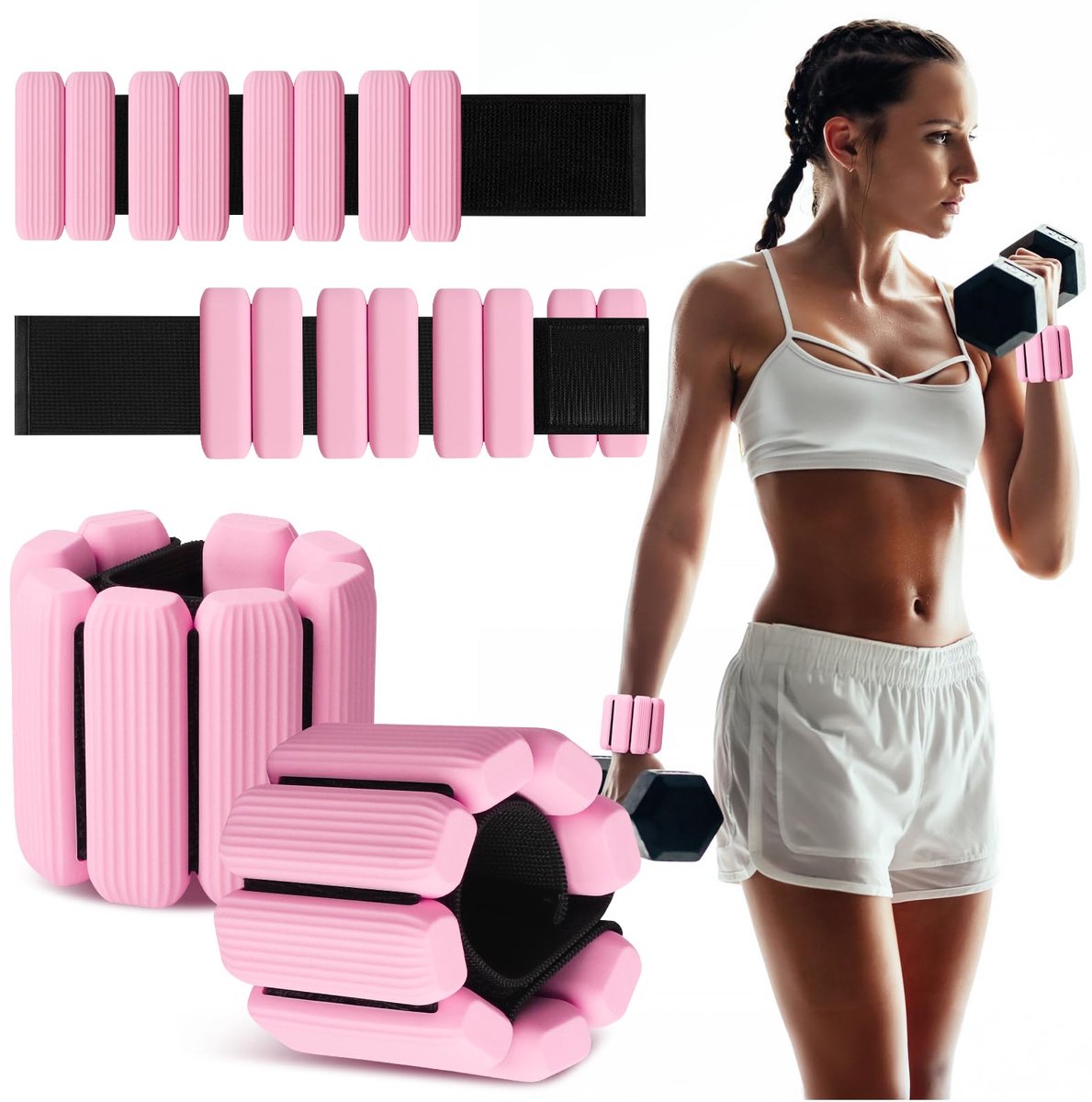 Enkelgewichten voor dames en heren, siliconen verzwaarde armbanden, verstelbare arm- en beengewichten voor wandelen, yoga, pilates hardlopen, dansen