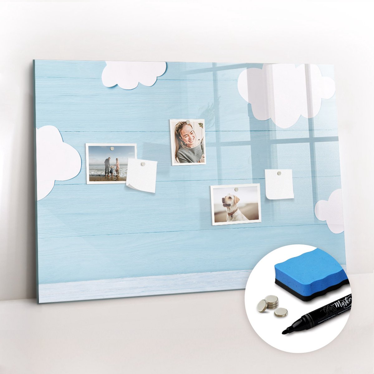 Tulup Whitebord - Kinderraad - 100 x 70 cm - Blauw Magnetisch Bord Kind - Gratis 5 Sterke Magneten + Whiteboard Marker & Wisser - Interieur Accessoires Kantoor - Magnetisch Bord - Ideeënbord Thuiswerkplek