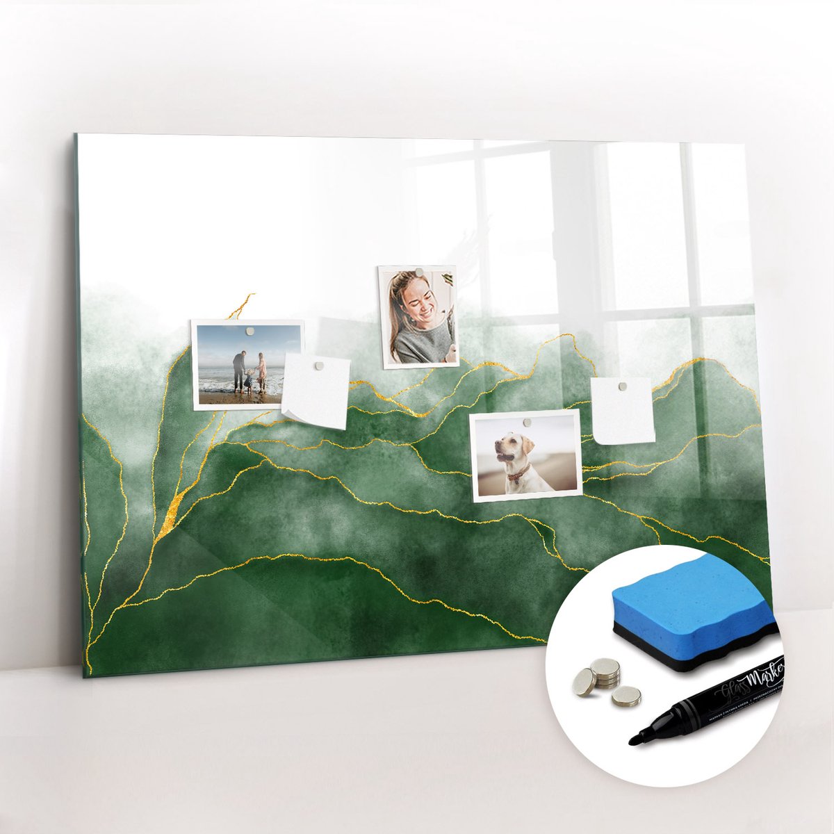 Tulup Whitebord - Botanische abstracte bladeren - 100 x 70 cm - Groente Memobord Magnetisch - Gratis 5 Sterke Magneten + Whiteboard Marker & Wisser - Decoratief Magnetisch Bord - Magneetbord Foto - Inspiratiebord Kantoor