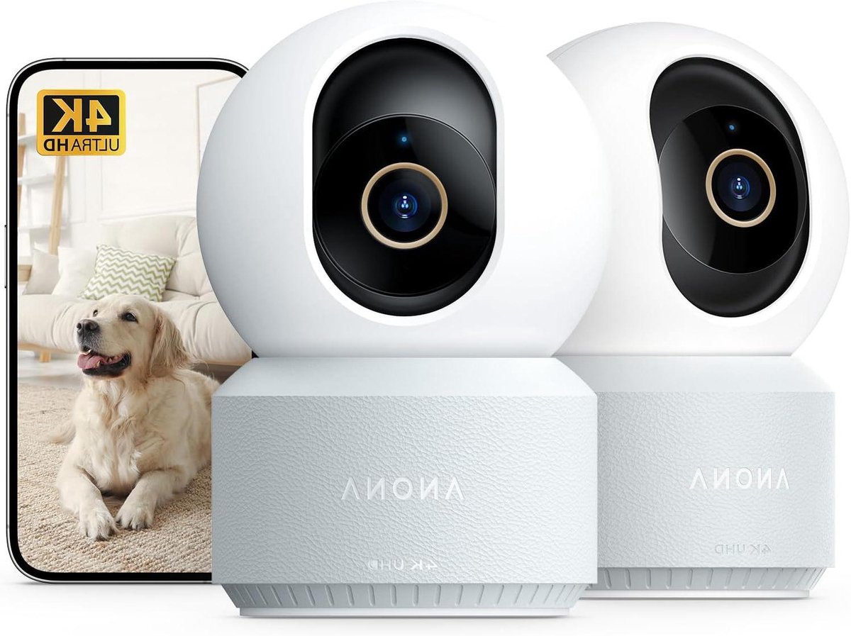 4K UHD Binnencamera - Beveiligingscamera Huisdier Baby - Huis Bewaken - AI Detectie Persoon Dier - 360 Graden - Wit