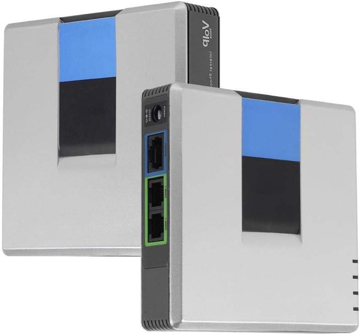 VoIP Telefoonadapter - Internet Telefoon Gateway - Internationale Gesprekken - Dubbele Telefoonpoorten - 15 x 4 x 10 cm - Zwart