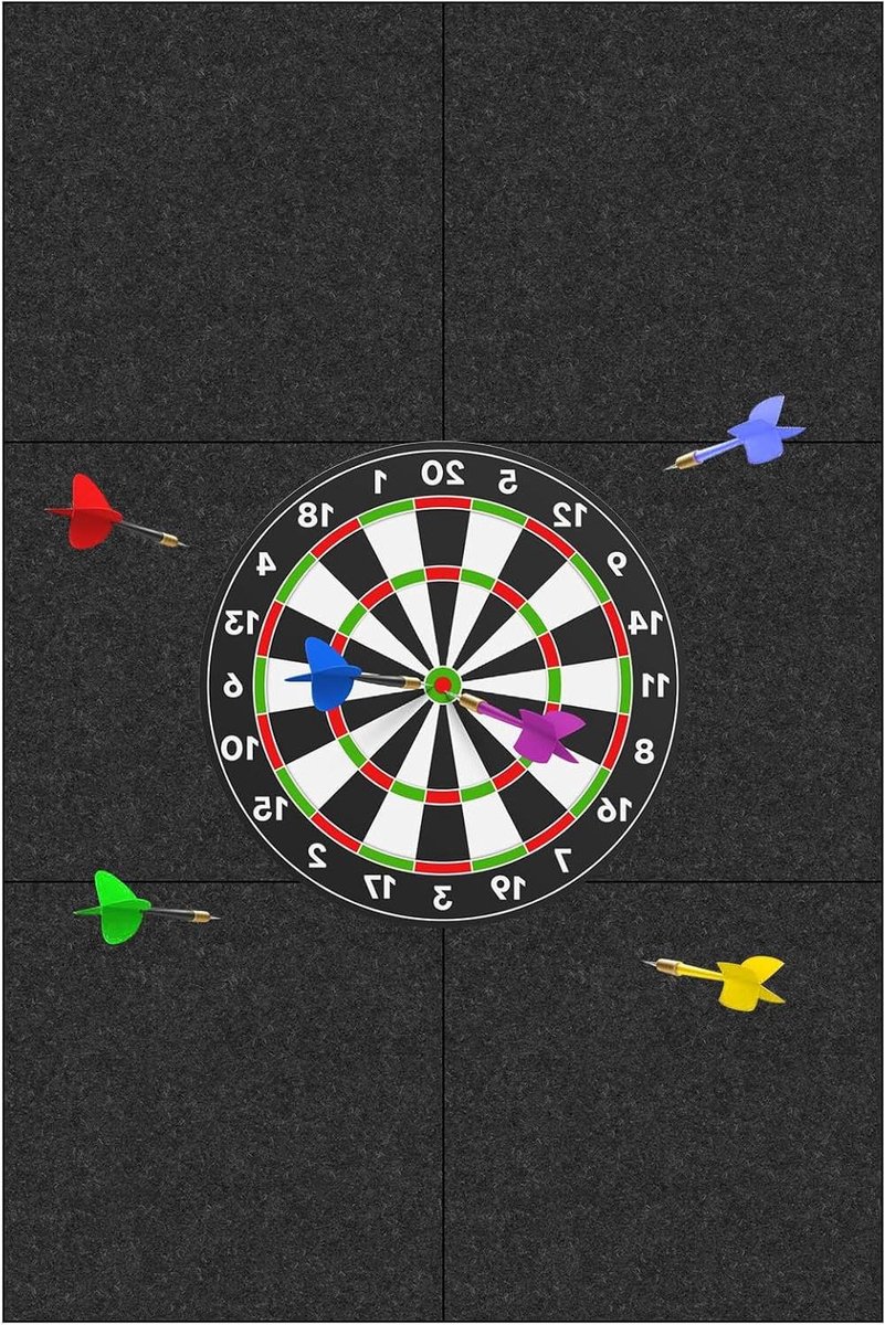 Dartbord wandbescherming - Vilt tegels - Muur beschermen - Zelfklevend en geluidsdempend - 90 x 60 cm - Zwart