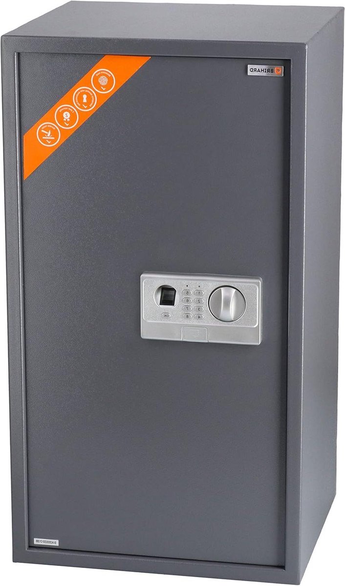 Grote Biometrische Kluis - XXL Kluis Vingerafdruk - Waardevolle Spullen Beveiligen - 2-in-1 Toetsenbord Vingerafdruk - 73x40x36 cm - Grijs