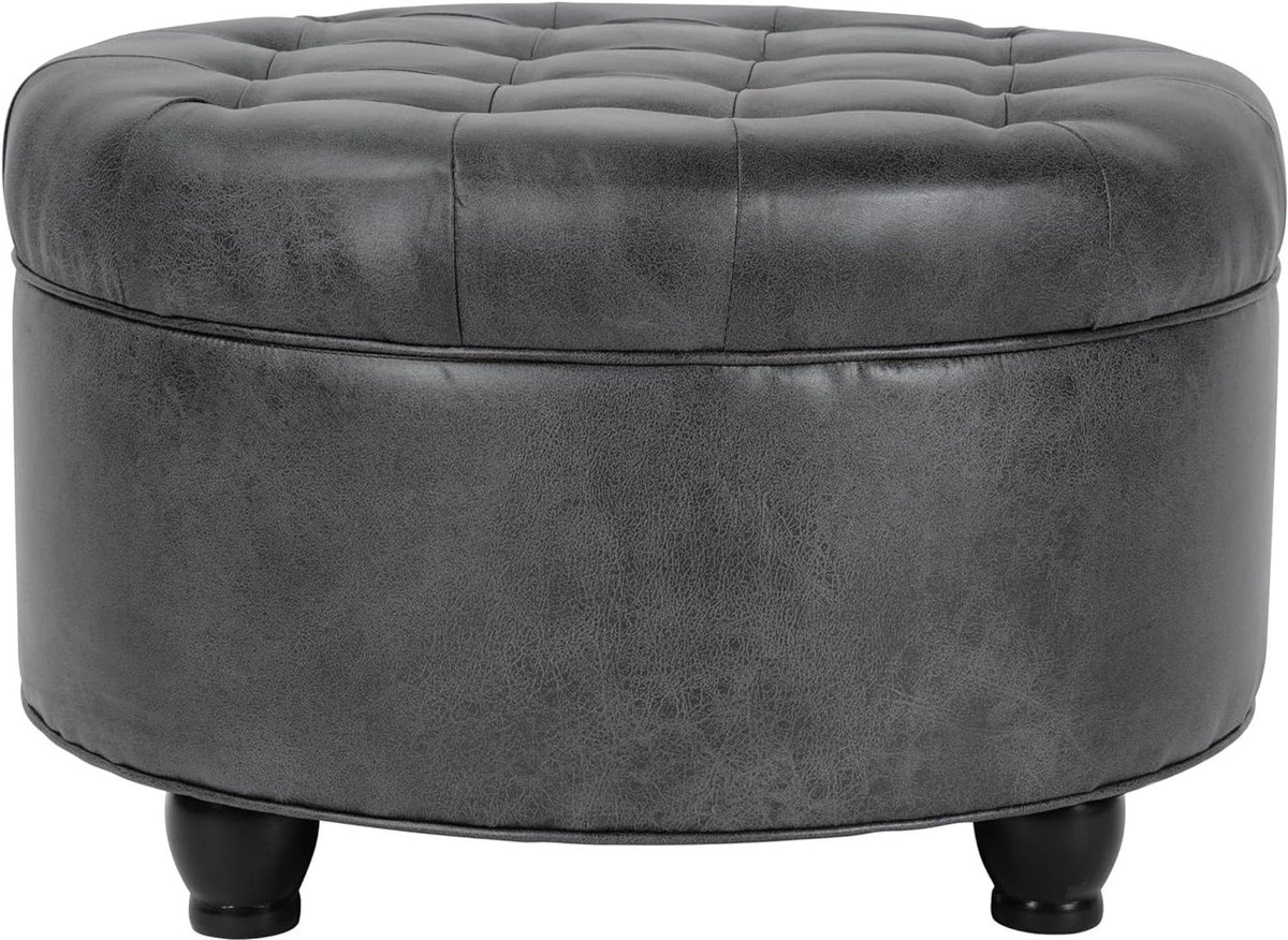 Ronde Opberg Poef - Voetenbank met Opbergruimte - Woonkamer Organisatie - Geknoopt Design - 63.5 x 63.5 x 38.1 cm