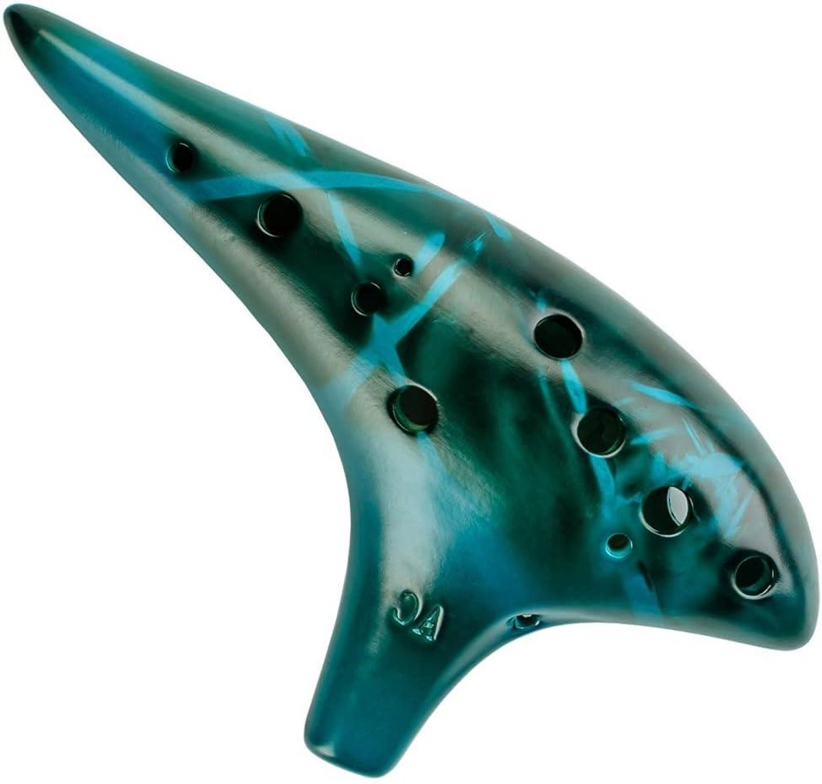 12-Toons Ocarina van Keramiek in Alto C Toonaard - Inclusief Lessen en Halsband