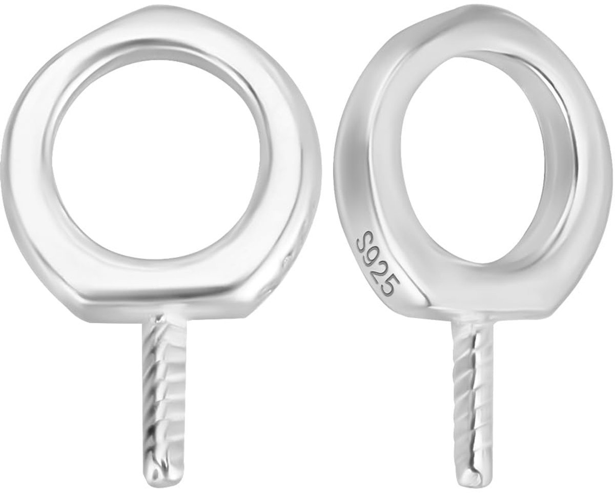 1 doos 10 stuks mini schroef oog pin 925 sterling zilver schroef oogspelden sluitingen haken voor half geboorde kralen armband sleutelhanger oorbel ambachten maken (9x6x1mm)