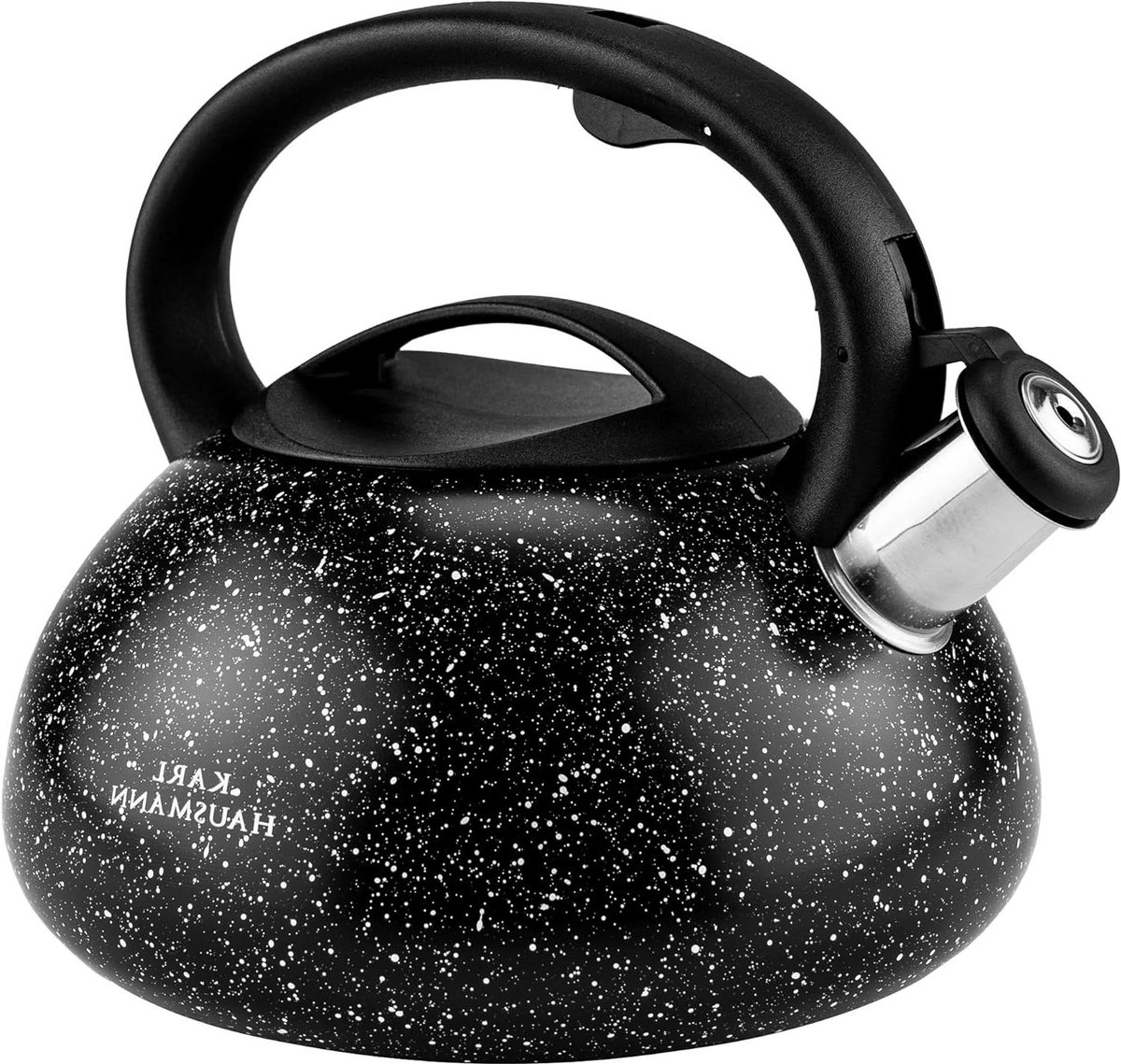Stalen Waterkoker - Fluitketel Theeketel - Water Koken - Cool-Touch Handvat - 3 Liter - Zwart Marmer