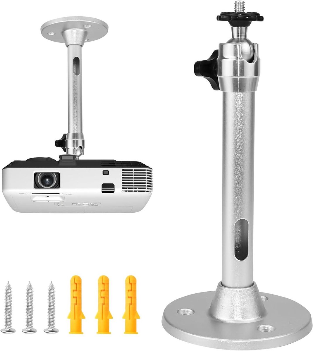 Beamer Plafondhouder - Projector Beugel Universeel - Thuisbioscoop Creëren - 360 Graden Draaibaar - 180 mm Afstand - Zilver