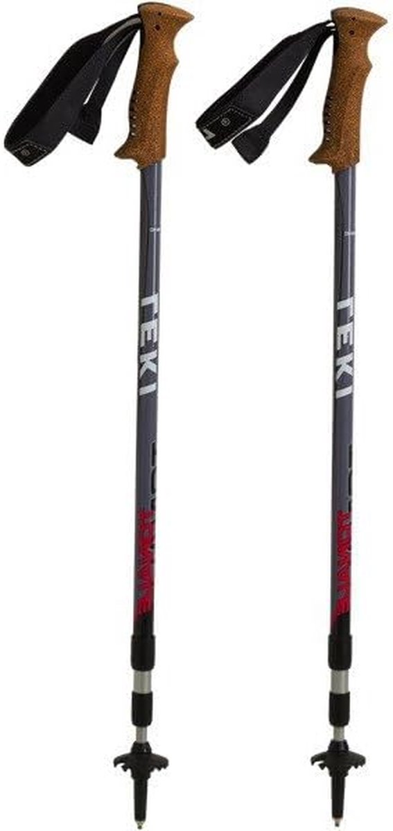 Trekkingstokken Tonale - Wandelstokken Antishock - Buitenwandelen - Super Lock Systeem - 74 cm - Grijs