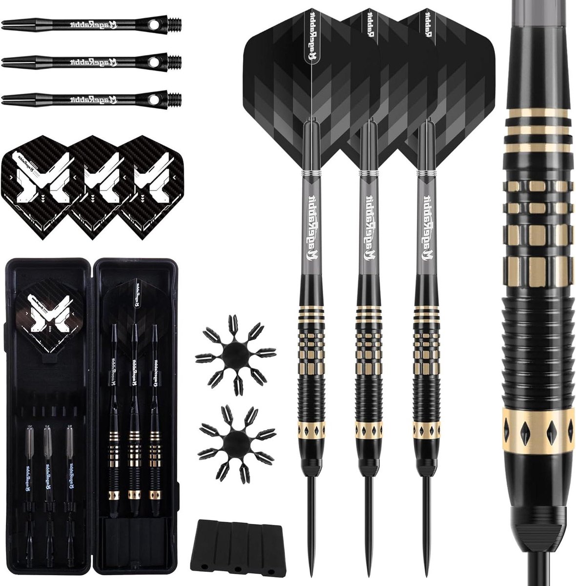 Dubbele dartset - Dartpijlen set - Dartspel verbeteren - Verwisselbare punten - 3-delig - Zwart