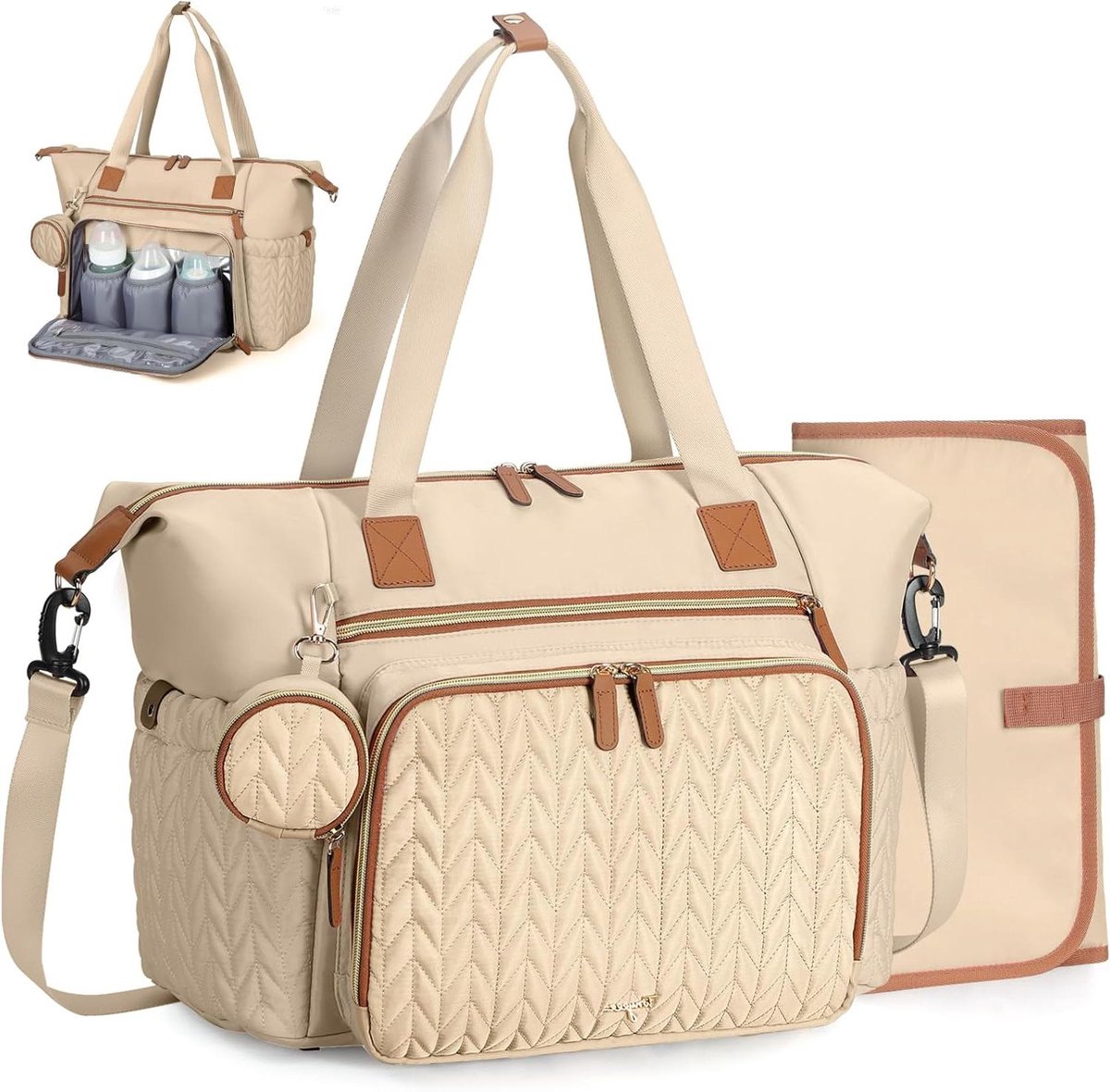 Luierrugzak Baby - Luiertas Draagbaar - Baby Verzorgen - Waterdicht Visgraat Stiksel - 42 x 32 x 12 cm - Zwart