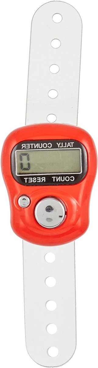 Elektronische Rijenteller - Breiteller Vinger - Breien Tellen - Draagbaar op Vinger - 12 x 6 x 2 cm - Rood