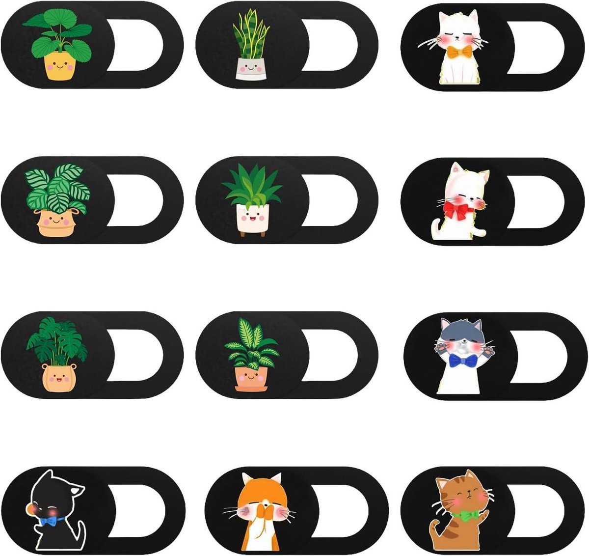 Camera Beschermhoesjes - Privacy Stickers - Privacy Beschermen - Cartoon Design - 18x9 mm - Zwart