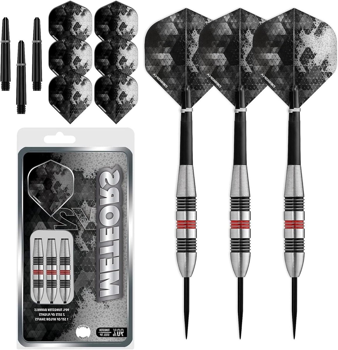 Stalen Darts - Dartpijlen Set - Precisie Werpen - 90% Tungsten Vat - 38g - Zilver