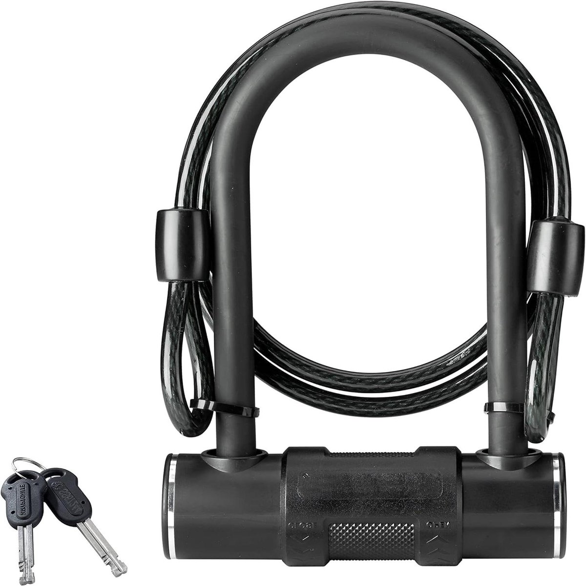 Beugelslot Fiets - Fietsslot Kabelslot - Fiets Beveiligen - 4-Cijferig Combinatieslot - 1.2 Meter Kabel - Zwart