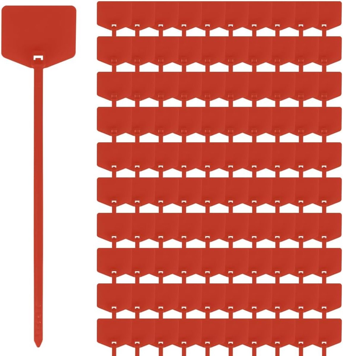 100 stuks plastic verzendlabels, herbruikbare verzendhangers, duurzame & beschrijfbare, waterdichte verzendlabels voor uitrusting/auto-onderdelen/accessoires/onderdelen (Rood)