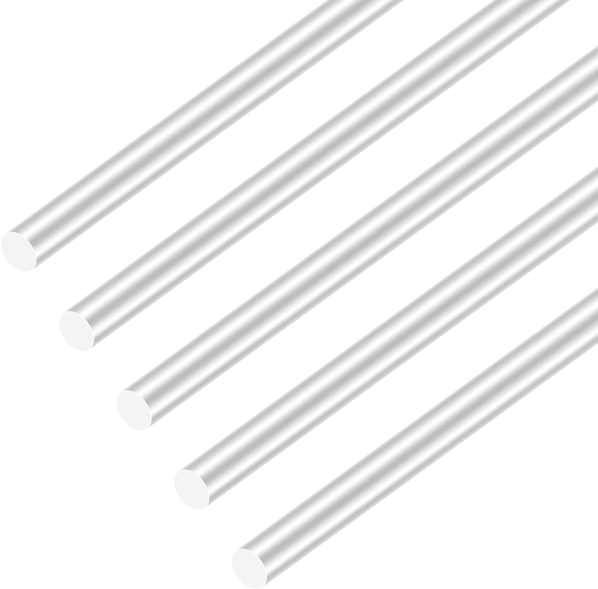 Aluminium staven, 6 mm x 300 mm, ronde massieve aluminium staven voor RC-modelauto's, tuindecoratie, industriële machines, doe-het-zelf knutselen (5 stuks)
