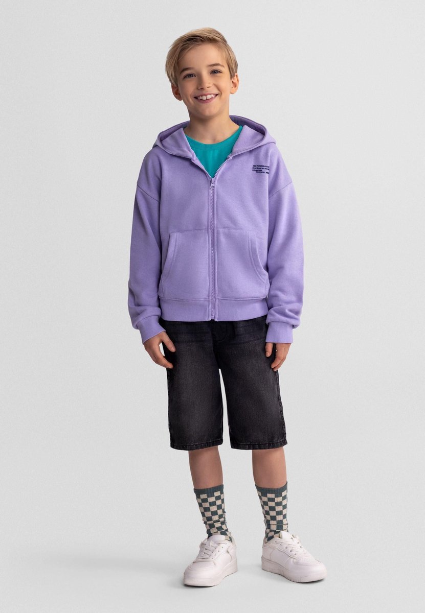 Minoti hoodie meisjes met rits - katoen - lila