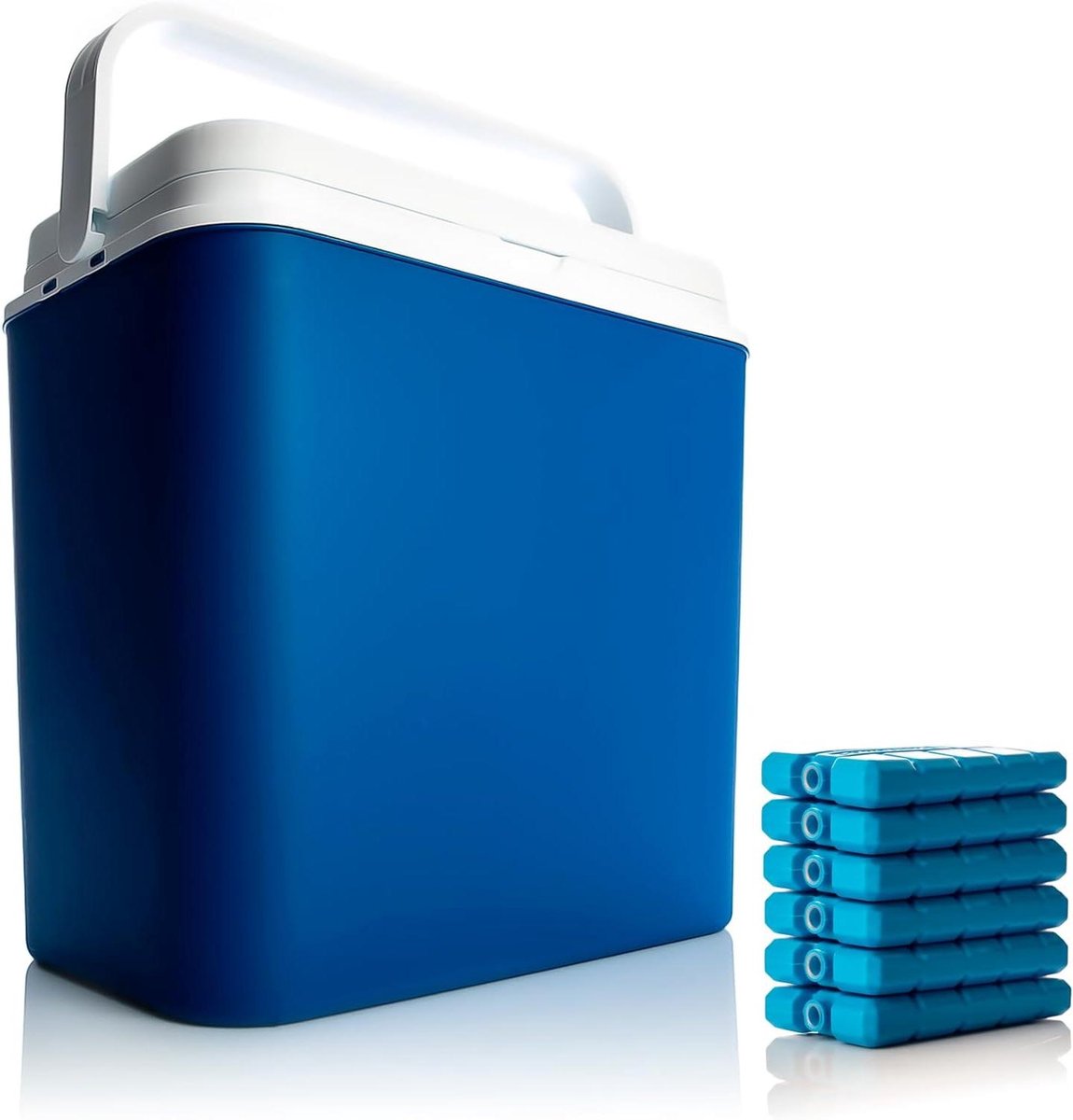 Koelbox Blauw Wit - Koeltas Thermobox - Onderweg Koelen - Incl. 6 Koelaccu's - 24 Liter - Blauw Wit