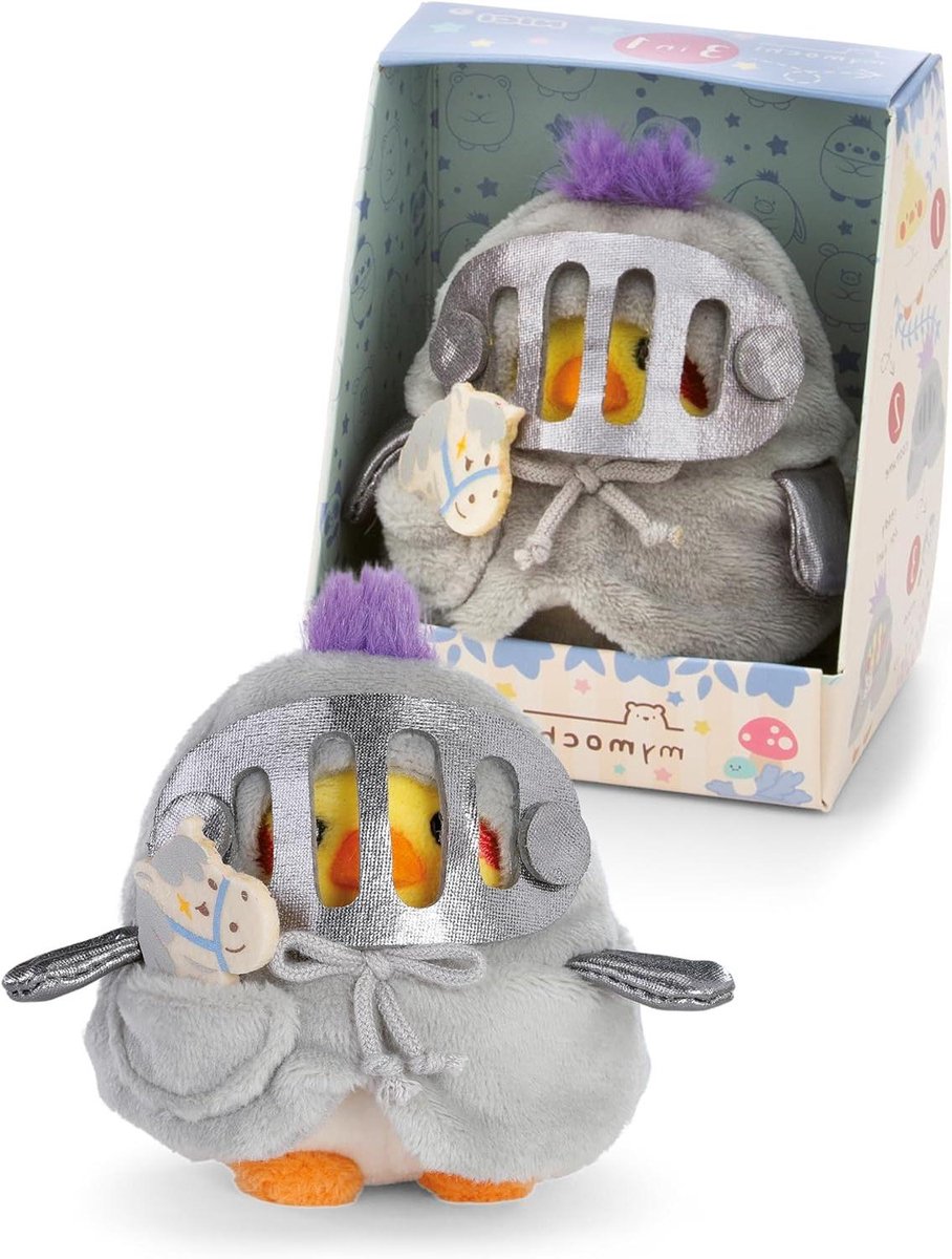 Pluche Speelgoed Set - Knuffel Vogel - Cadeau Geven - Verwisselbare Kostuums - 8 cm - Beige