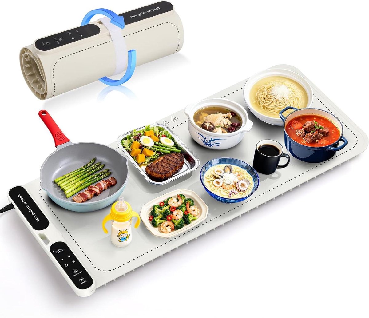 Verwarmingsbord - Warmhoudplaat - Eten Warm Houden - Compact Ontwerp - 40 cm - Wit