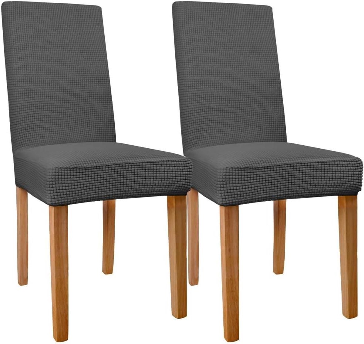 Eetkamerstoelhoezen - Stoelovertrekken Keuken - Meubels Beschermen - Elastische Stof - 2 stuks - Grijs