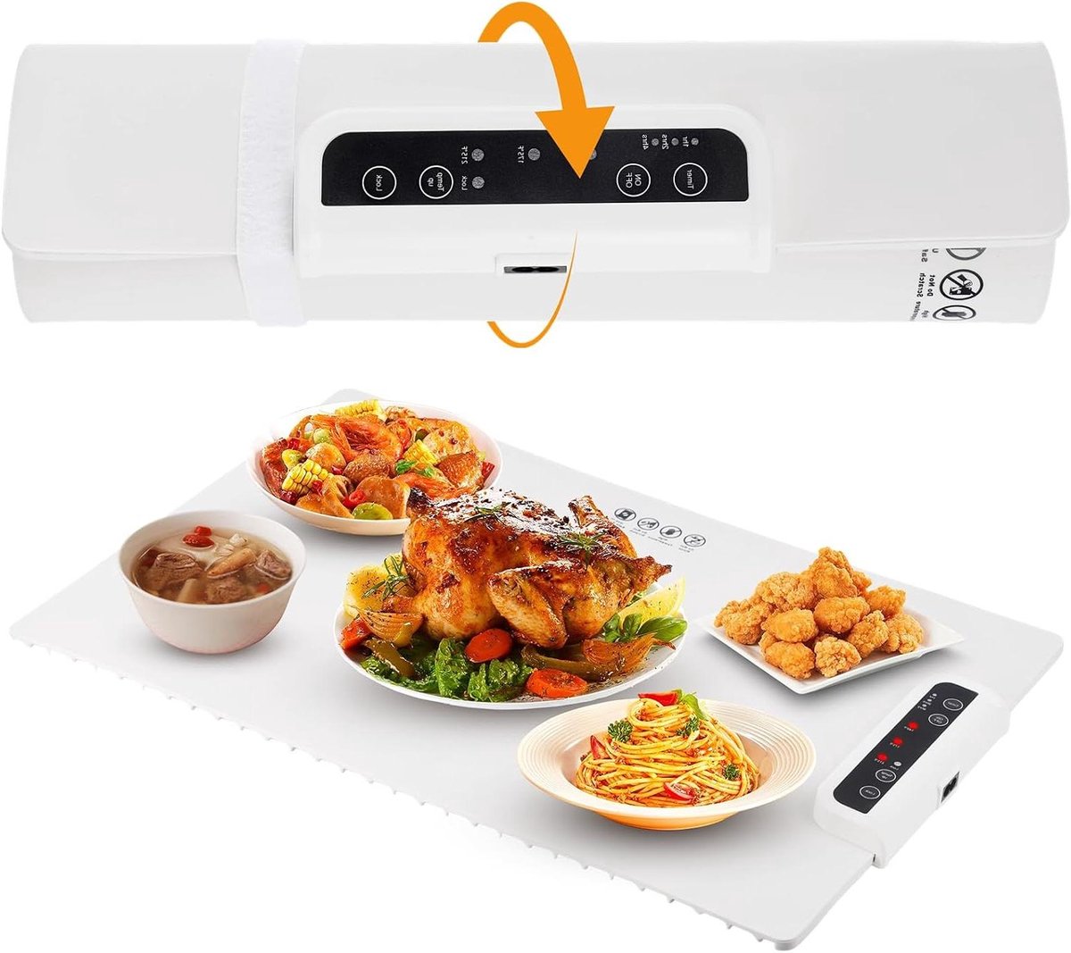 Elektrische Warmhoudplaat - Verwarmingsbak Voedsel - Maaltijden Warm Houden - Snelle Grafeen Verwarming - 23.9 x 14.9 cm - Wit