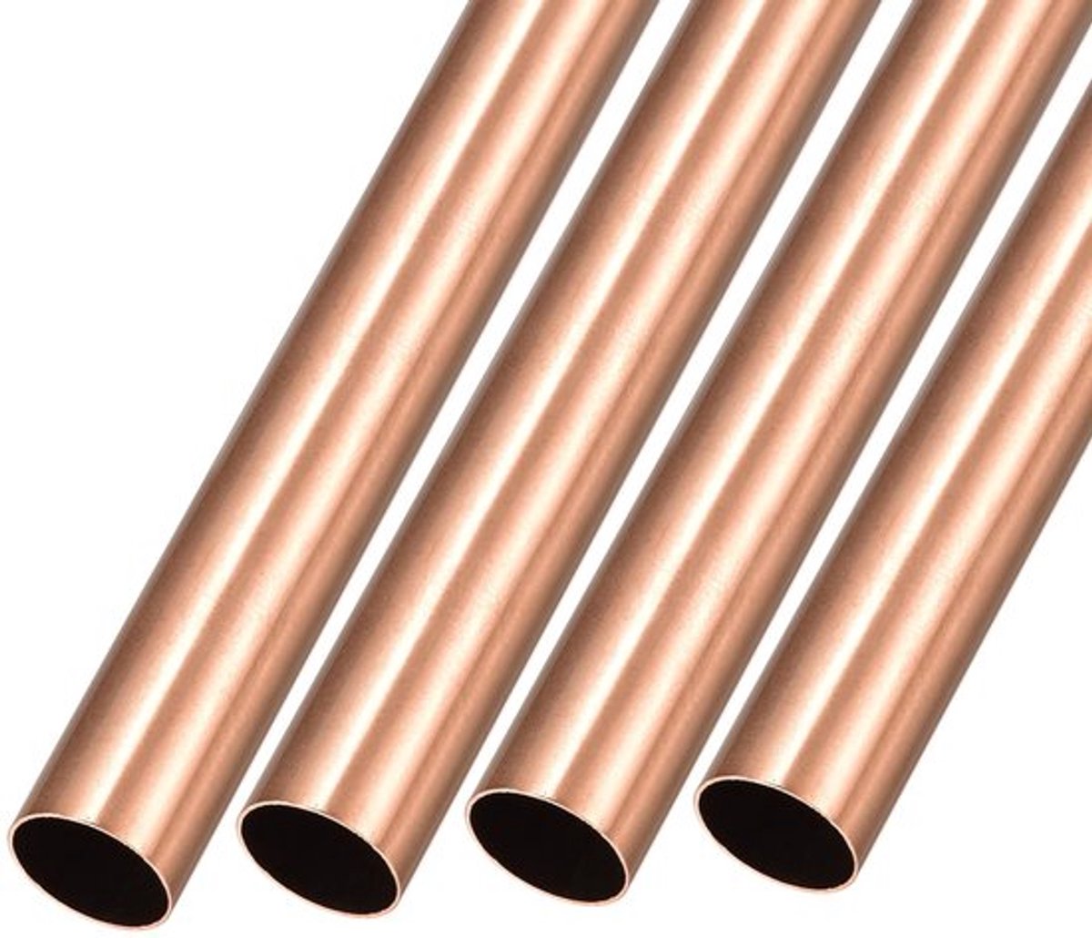 VT Goods - Koperen buis - 15 mm AD x 200 mm L - 4 stuks rechte