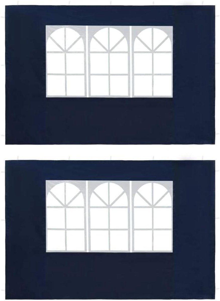 Partytent Zijwanden - Tent Wanden - Bescherming Buiten - Met PE-venster - 2 stuks - Blauw