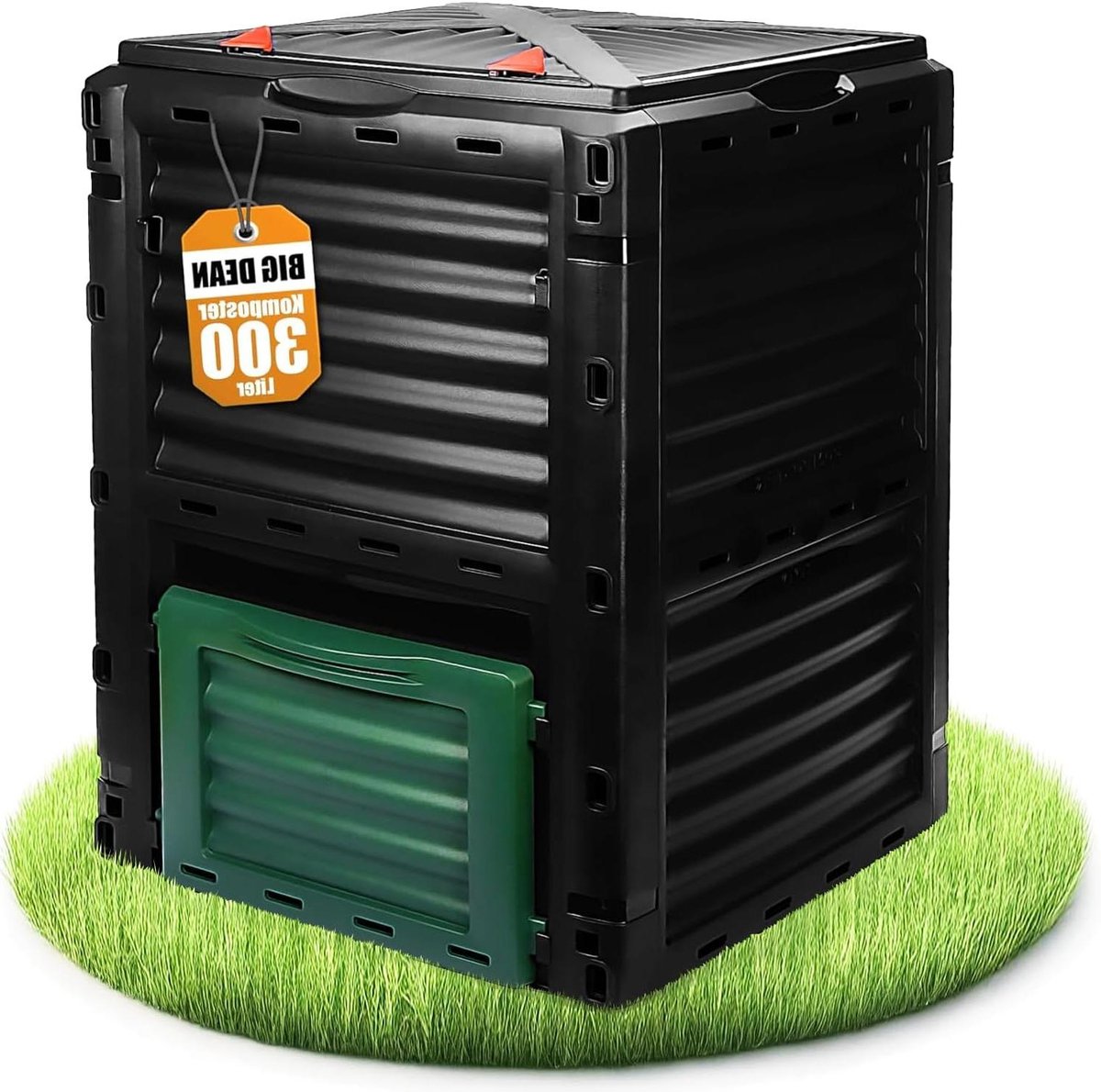Compostbak Tuin - Composteerbak Snel - Afval Verwerken - Weerbestendig Kunststof - 300 liter - Zwart