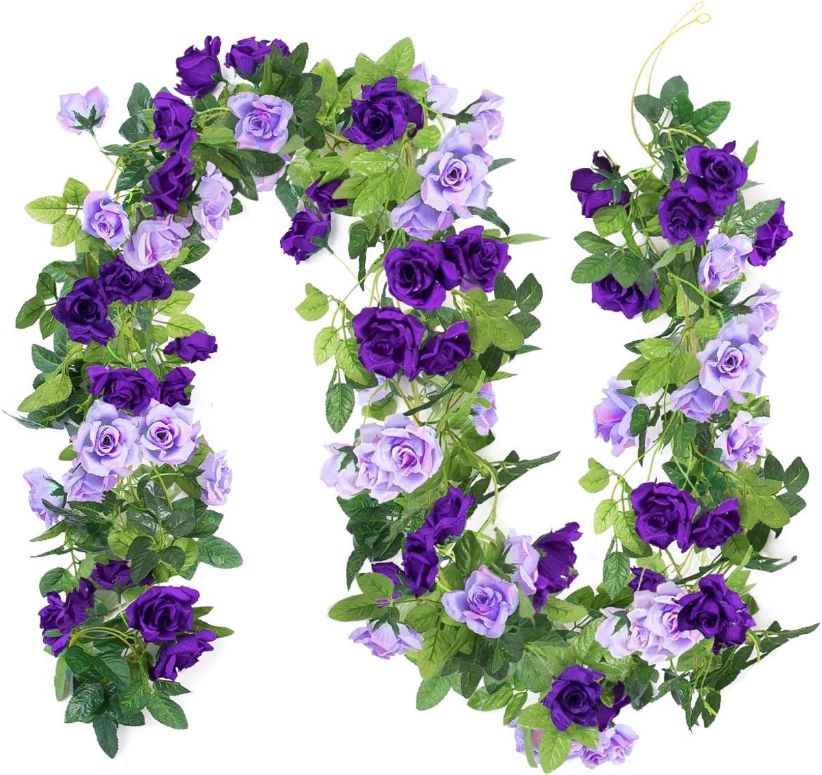3 stuks kunstmatige paarse bloemen slingers 7,2 meter zijden roos slinger namaak hangende bloemen slingers voor bruiloft woondecoratie (paars)