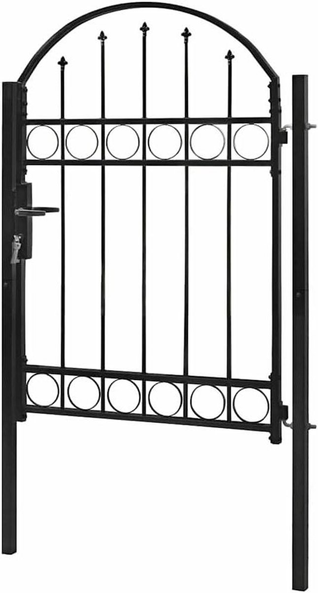 Tuin Hekpoort - Terras Poort - Tuin Afsluiten - Gebogen Bovenkant - 104x125 cm - Zwart