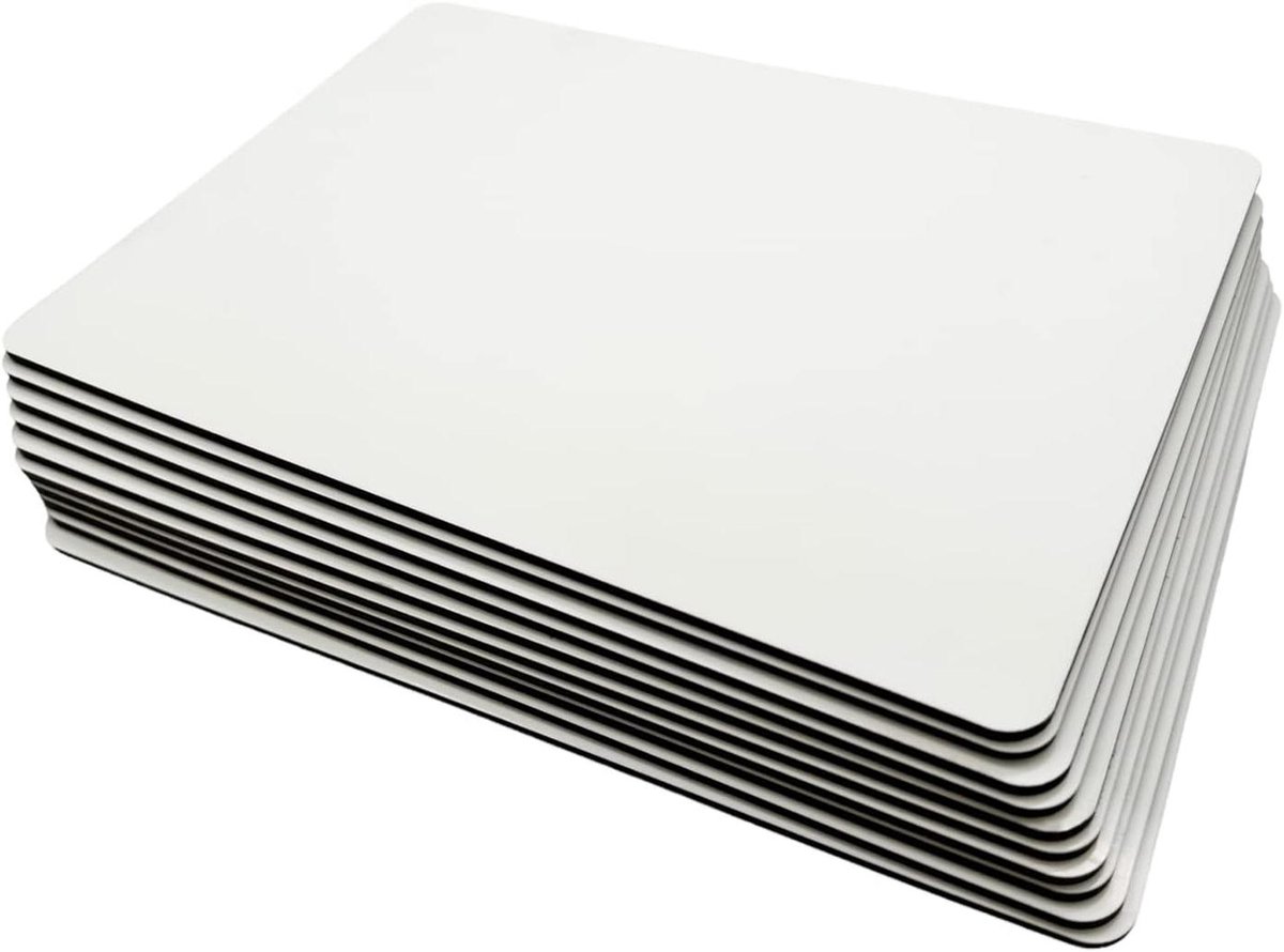 Placemats Set - Onderzetters Keuken - Tafel Decoratie - Voor Bedrukking - 10 Stuks - Wit