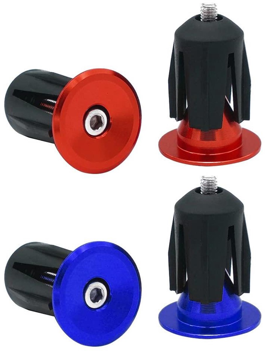 Fiets Stuurdoppen - Handvat Afsluiters - Fiets Beschermen - Aluminium Legering - 24mm Buitendiameter - Rood Blauw