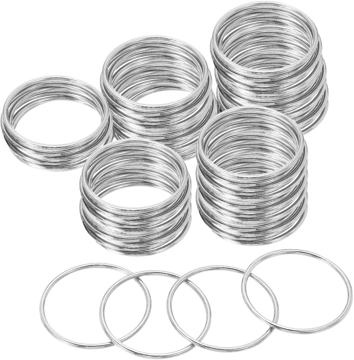 Metalen O-ringen, O-ring gesp naadloze gelaste ronde ringen voor tassen portemonnee riemen hardware DIY Craft hondenriemen, zilver, 50mm/2"