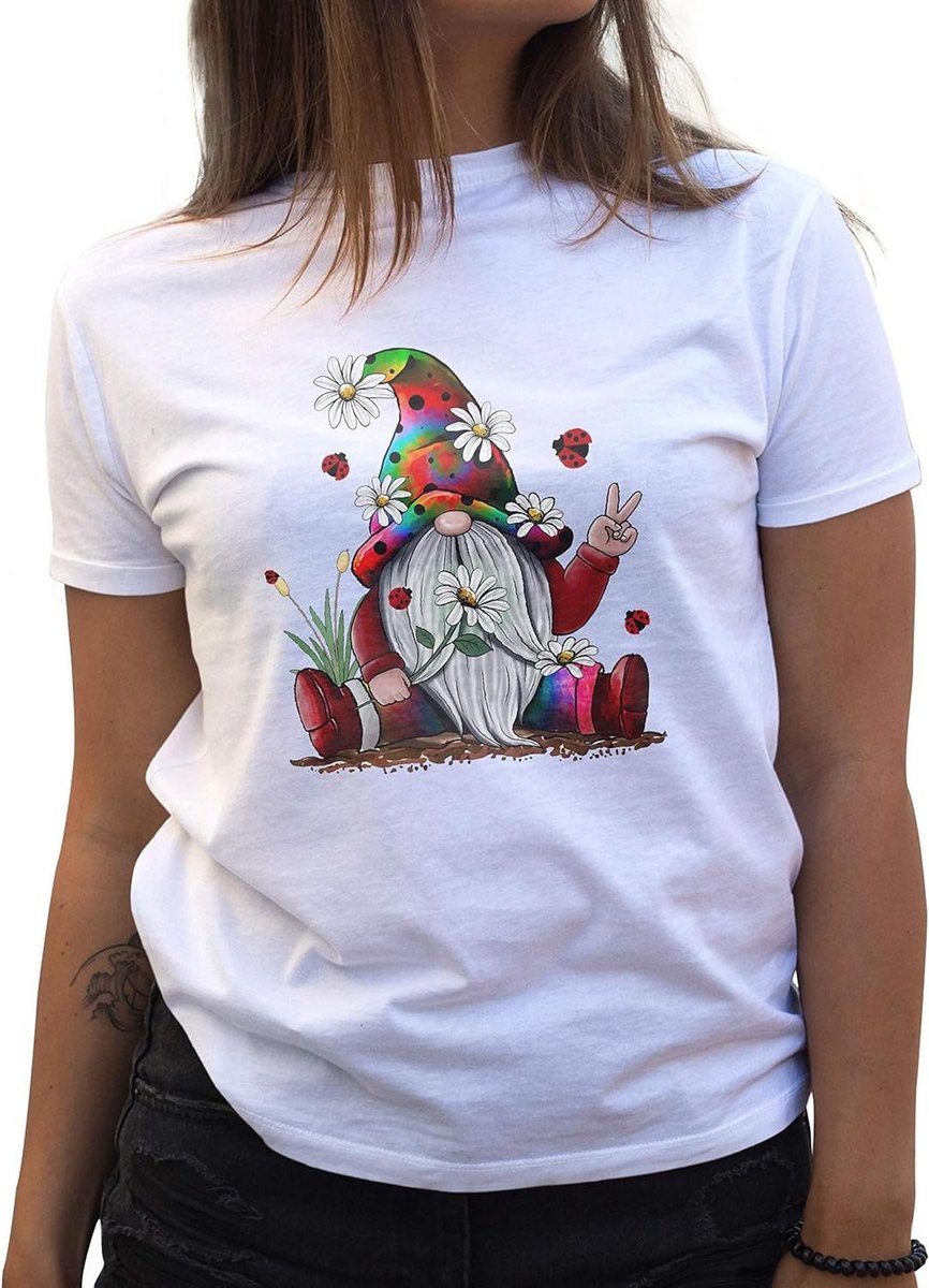 Dames T-shirt - Kledingstuk - Vrije Tijd - Originele Opdruk - S - Wit