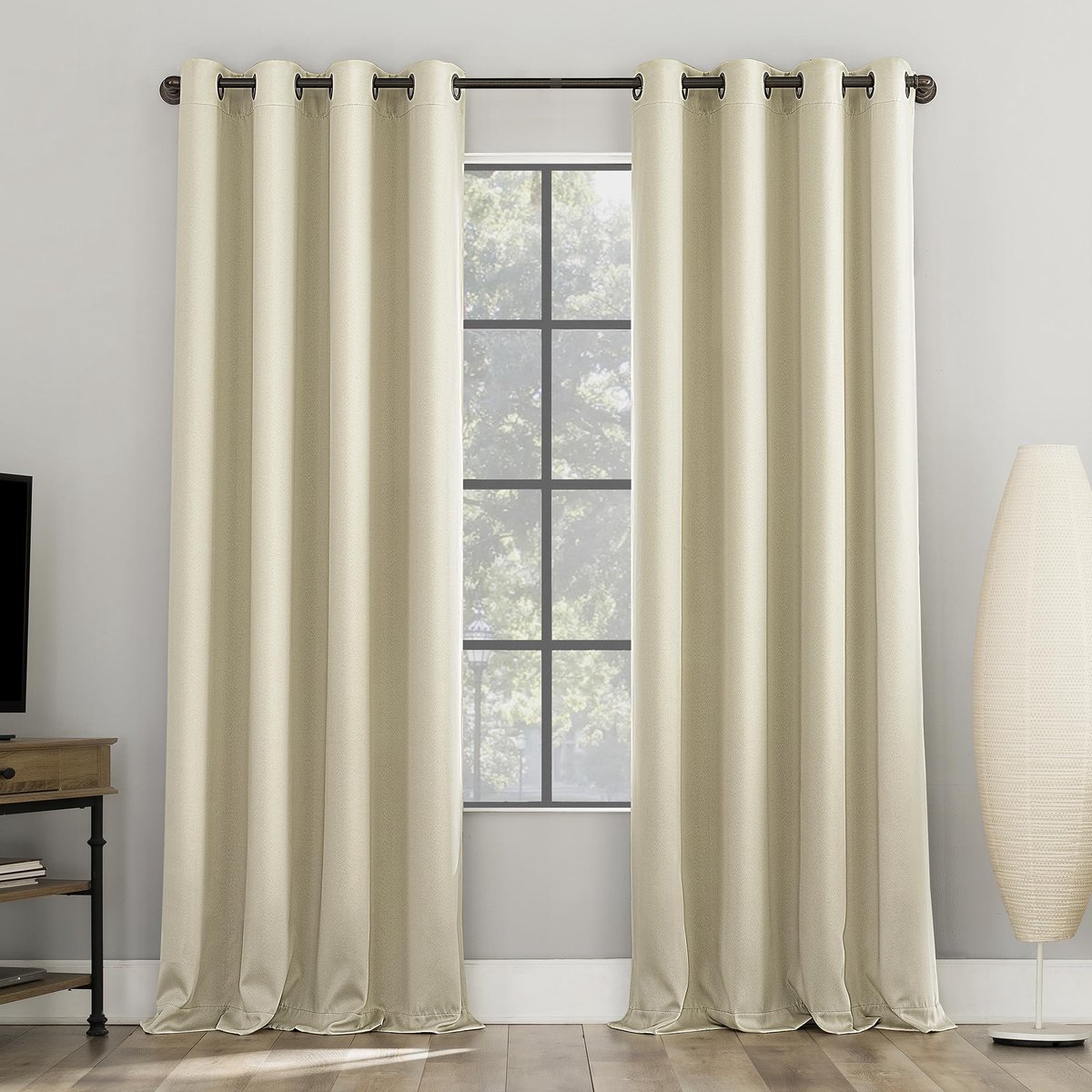 Zero Nordic 2-Pack Theater Grade Ruisonderdrukkende Extreme 100% Verduisterende Tule Gordijn Panel Paar, 52" x 63", Crème