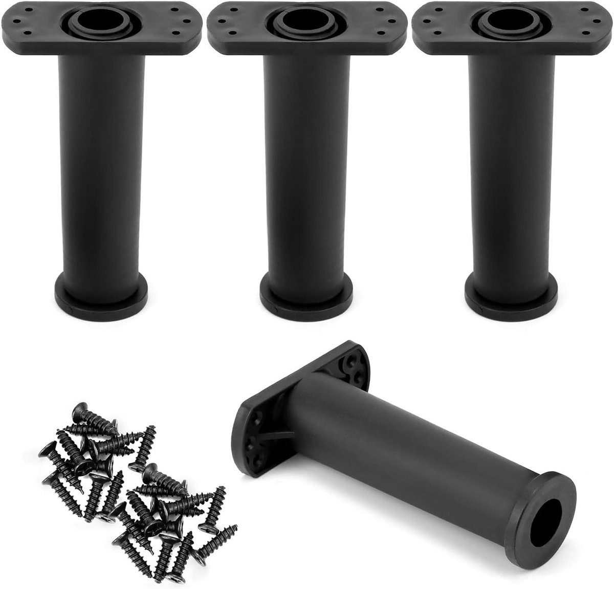 Meubelpoten Set - Verstelbare Onderstellen - Meubels Verhogen - In Hoogte Verstelbaar - 15-25 cm - Zwart