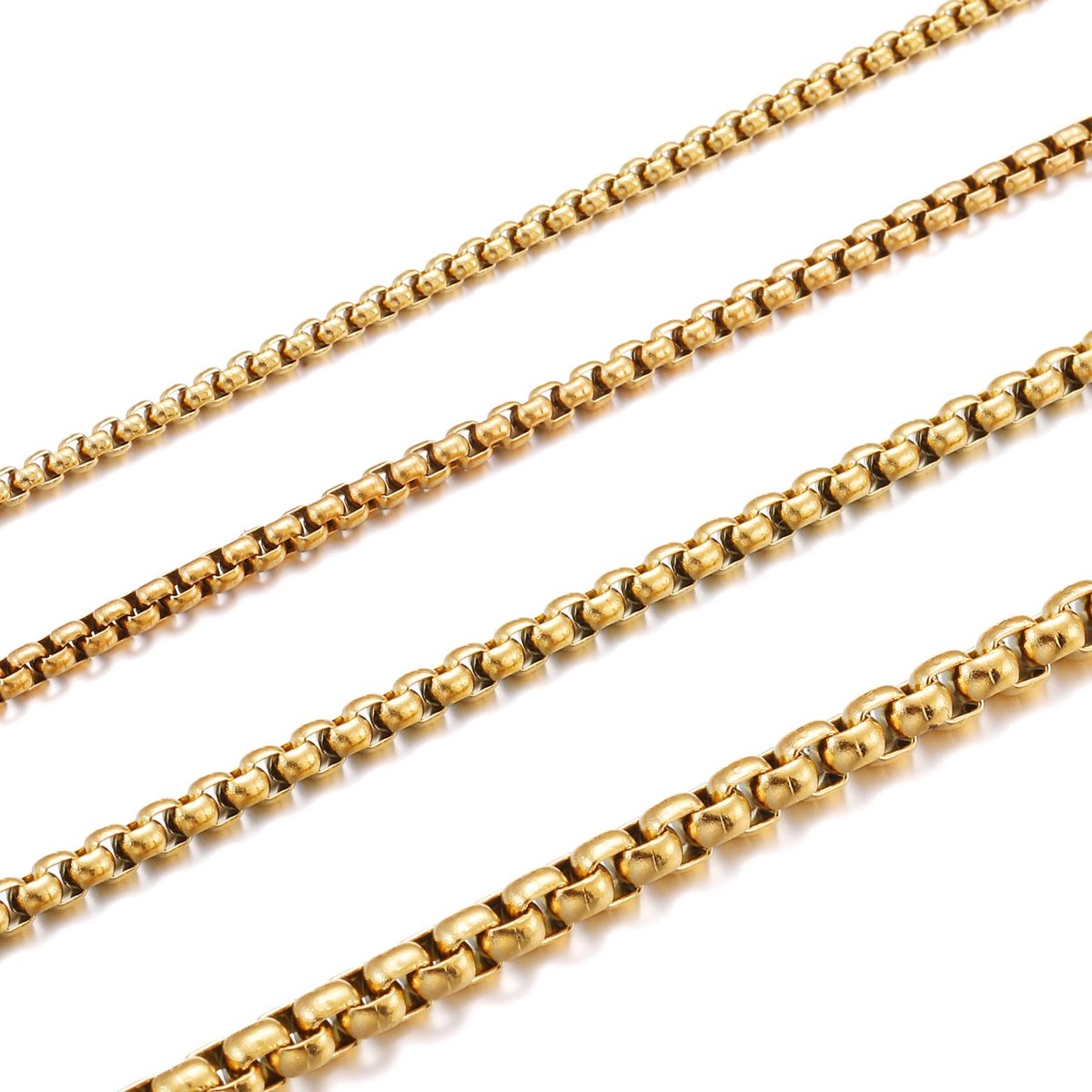 heren roestvrij staal zilver goud ferrous box schakelketting ketting breedte 2-4 mm lengte 45-70 cm